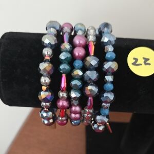 Erimish Blue and Purple Beaded Bracelet Set (NWOT)